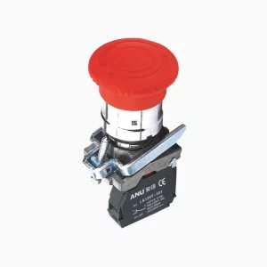 PULSADOR EMERGENCIA HONGO METALICO ROJO 40 C/ENGANCHE + NC ANU