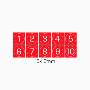 KIT 14 - NRO 1 AL 10 (1c/u) FONDO ROJO CIRCULO