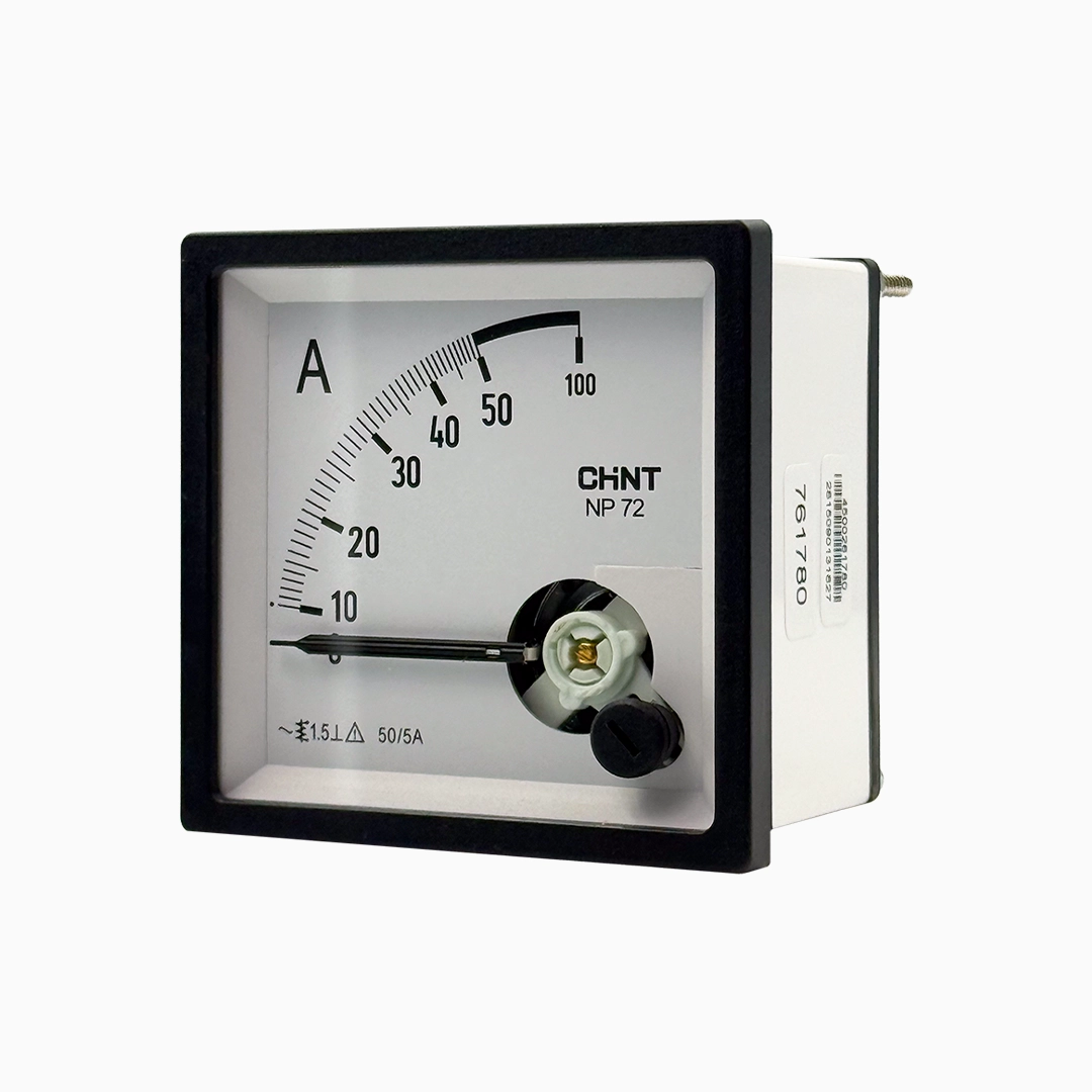 AMPERIMETRO AC 50A INDIRECTO, H.MOVIL C/ESC. 72X72 CLASE 1.5