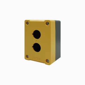 CAJA PVC, AUTOEXTINGUIBLE, IP54, 2 PERF., AMARILLO/GRIS