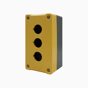 CAJA PVC, AUTOEXTINGUIBLE, IP54, 3 PERF., AMARILLO/GRIS