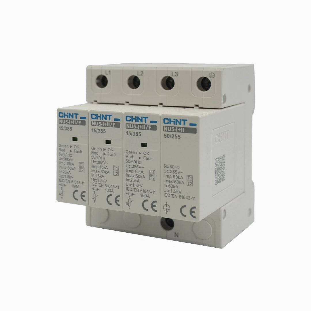 LIMITADOR DE SOBRETENSION CLASE I+II 3P+N 385VAC, IMAX 15KA CON C. AUX.