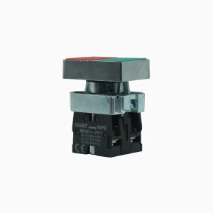 PULSADOR DOBLE PARTIR/PARAR, METALICO, VERDE/ROJO, 1NA+1NC