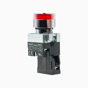 PULSADOR LUMINOSO ROJO, METALICO, LED 220VAC, 1NC, IP40