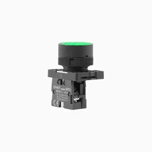 PULSADOR PLANO VERDE, CONTACTO MODULAR 1NA, Ø22MM