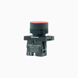 PULSADOR PLANO ROJO, CONTACTO MODULAR NC, Ø22MM