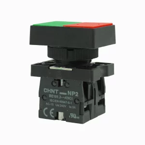PULSADOR PLASTICO DOBLE, ROJO/VERDE, 1NA+1NC