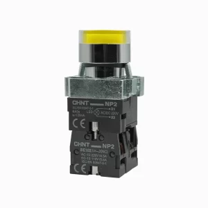 PULSADOR LUMINOSO AMARILLO, METALICO LED 220VAC,1NA+1NC IP40