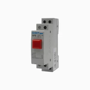 PULSADOR RIEL DIN ROJO S/ INDICADOR LUMINOSO 230 VAC 1NA+2NC