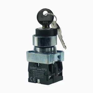 SELECTOR CON LLAVE METALICO, 2 POS.FIJAS (0-1), 1NA + 1NC
